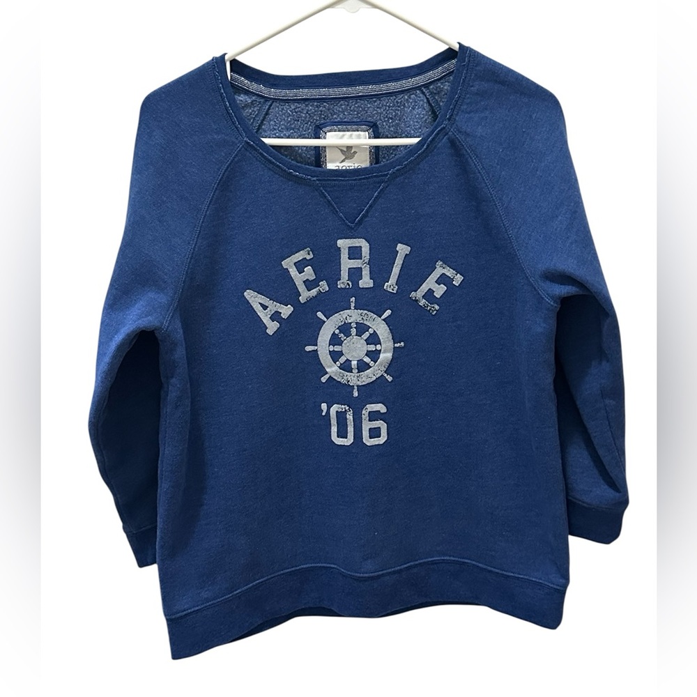 aerie Blue Graphic Crewneck Sweatshirt